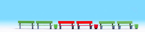 Noch Benches (6) and Waste Paper Bins (3) Accessory Set N14848