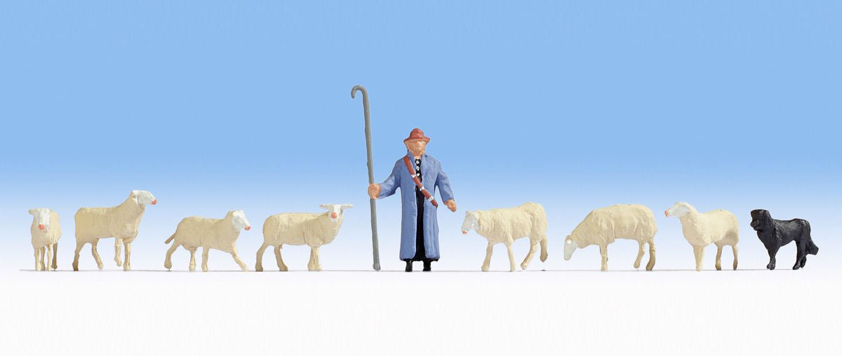 Noch Shepherd (1) Sheep (7) & Sheepdog (1) Figure Set N15748