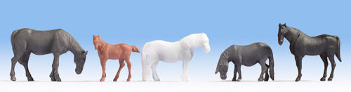 Noch Horses (5) Hobby Figure Set N18215