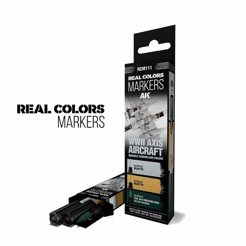 AK Interactive Real Colors Markers – WWII Axis Aircraft Squiggle Camouflage Colors – Set 3 RCM111