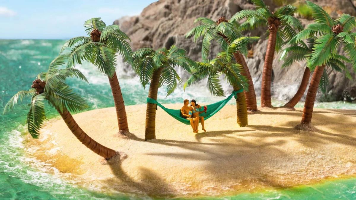 Noch micro-motion Palm Trees with Hammock Scene N21772