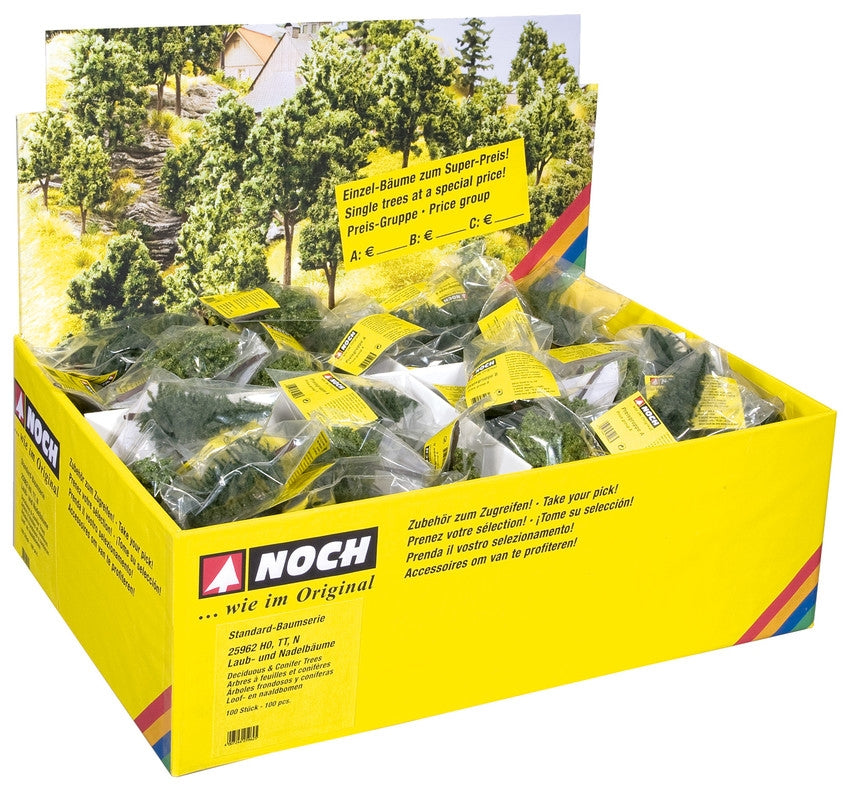 Noch Decidious/Conifers Standard Trees Retailer Pack (100) N25964