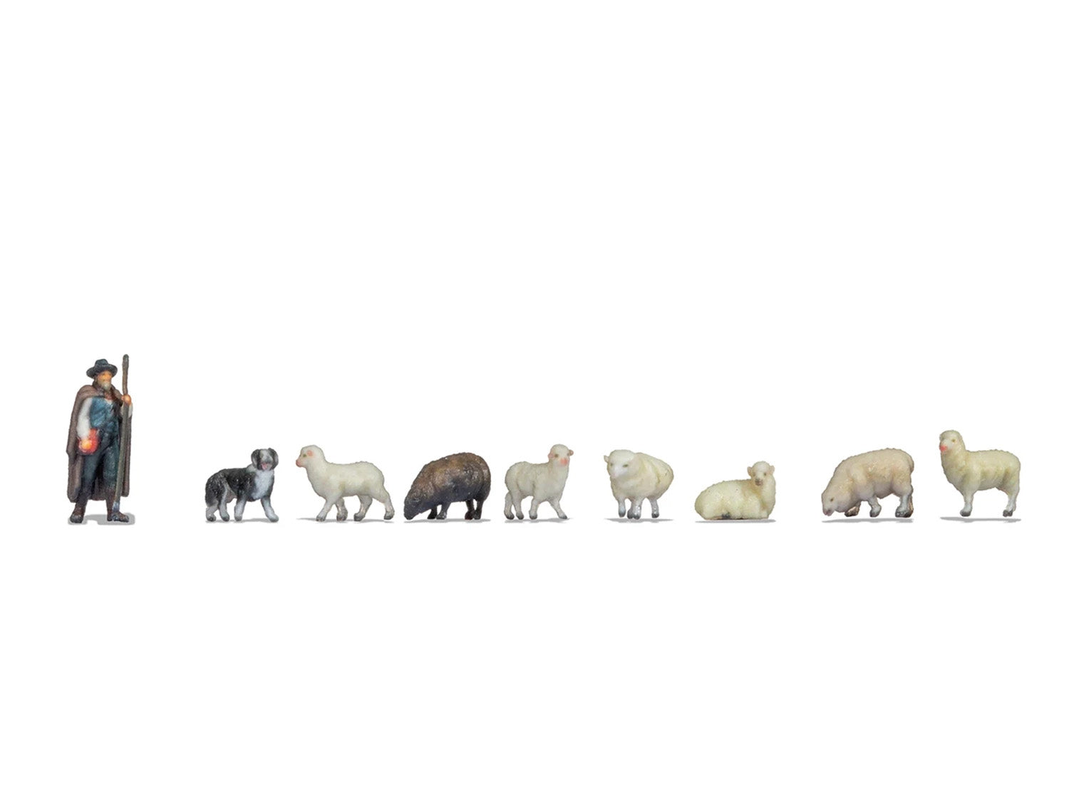Noch Shepherd & Sheep (1+8) 3D Master Figure Set N35740