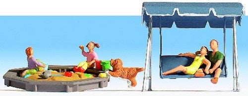 Noch Parents (2) Children (2) Dog and Accessories Figure Set N45590