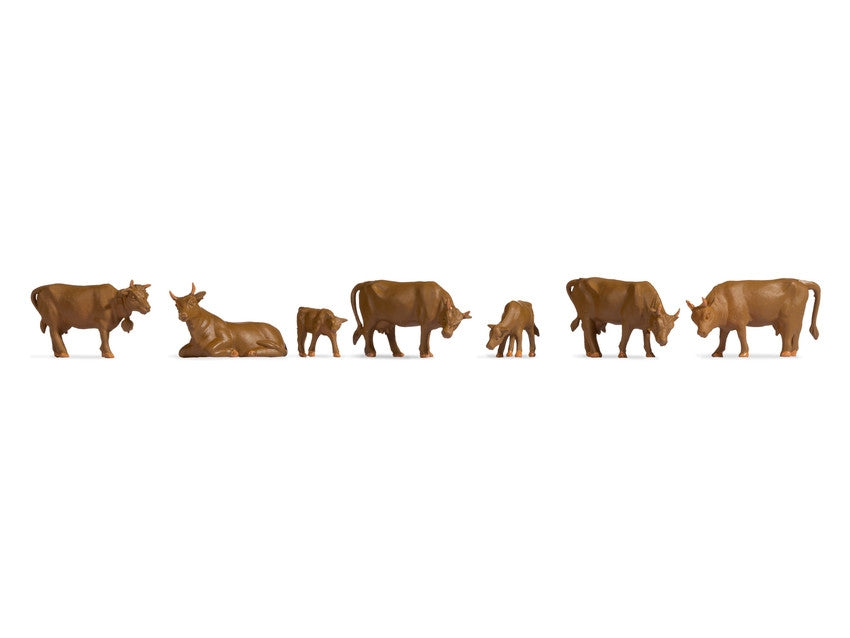 Noch Brown Cows (7) Hobby Figure Set N47216