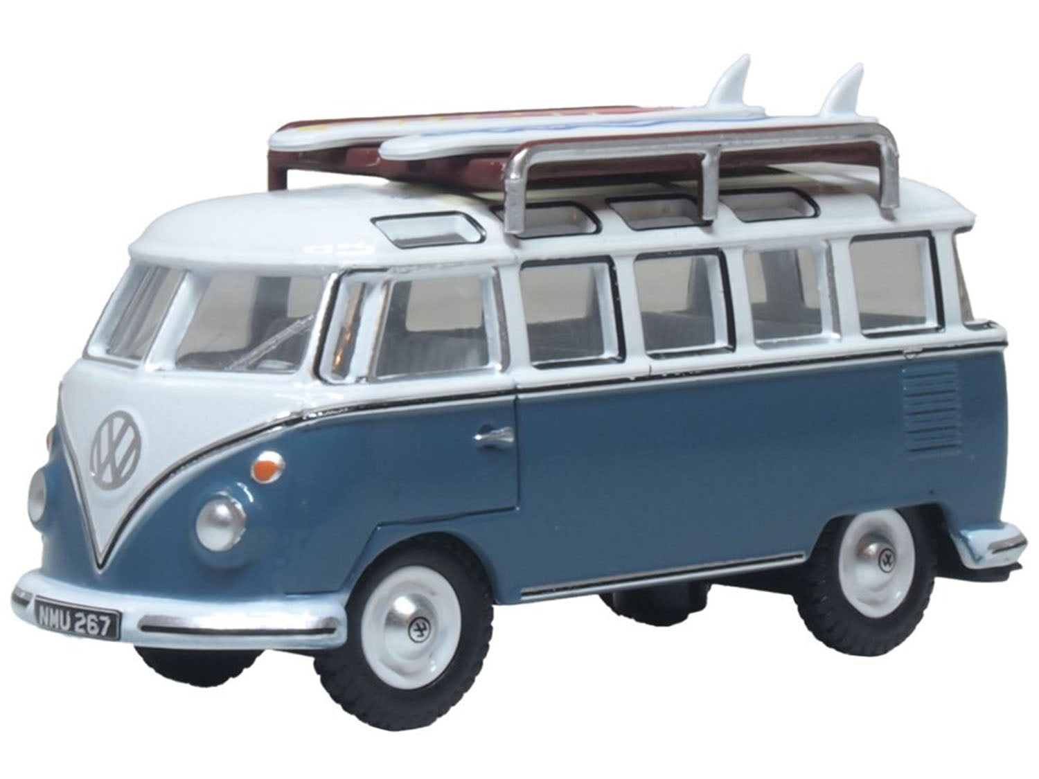VW T1 Split Screen Samba Bus/Surfboards Gulf Blue/White