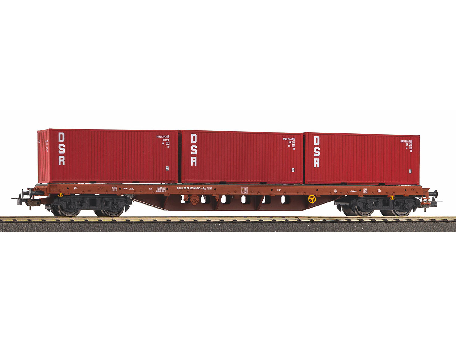 Piko Classic DR Bogie Flat Wagon w/3xContainer Load IV PK24500