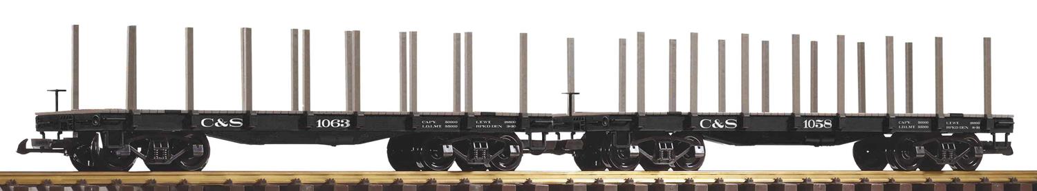 Piko C&S Bogie Flatcar w/Stakes Wagon Set (2) PK38785