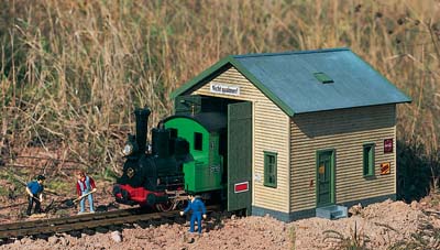 Piko Red River Locomotive Shed with Sprung Door Kit PK62044