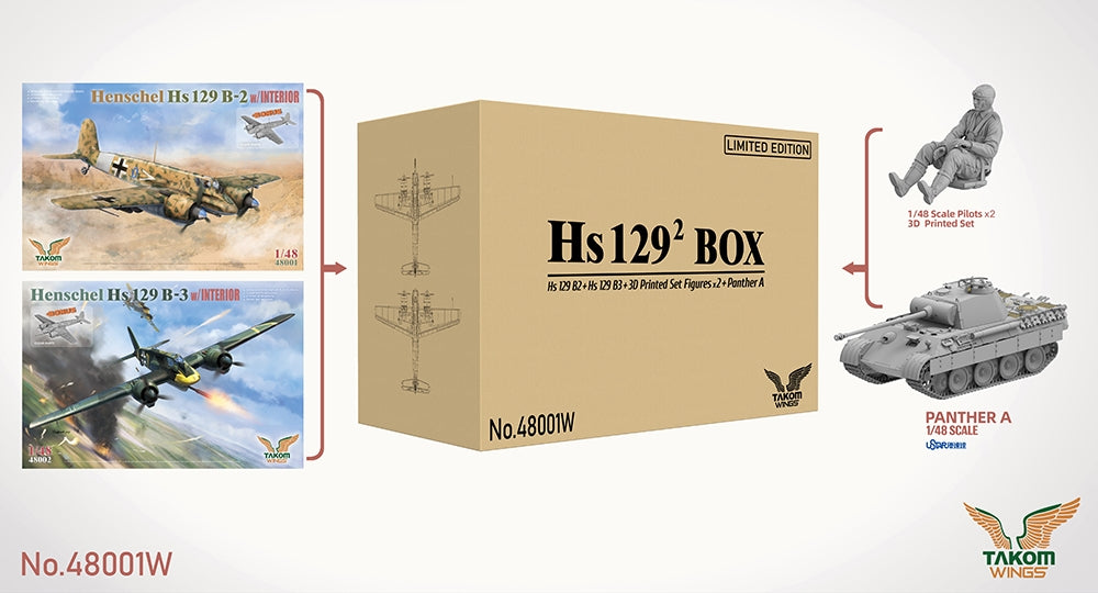 Takom Hs 129² Big Box Limited Edition (2 Aircraft 1 Tank + Figures) PKTAK48001W