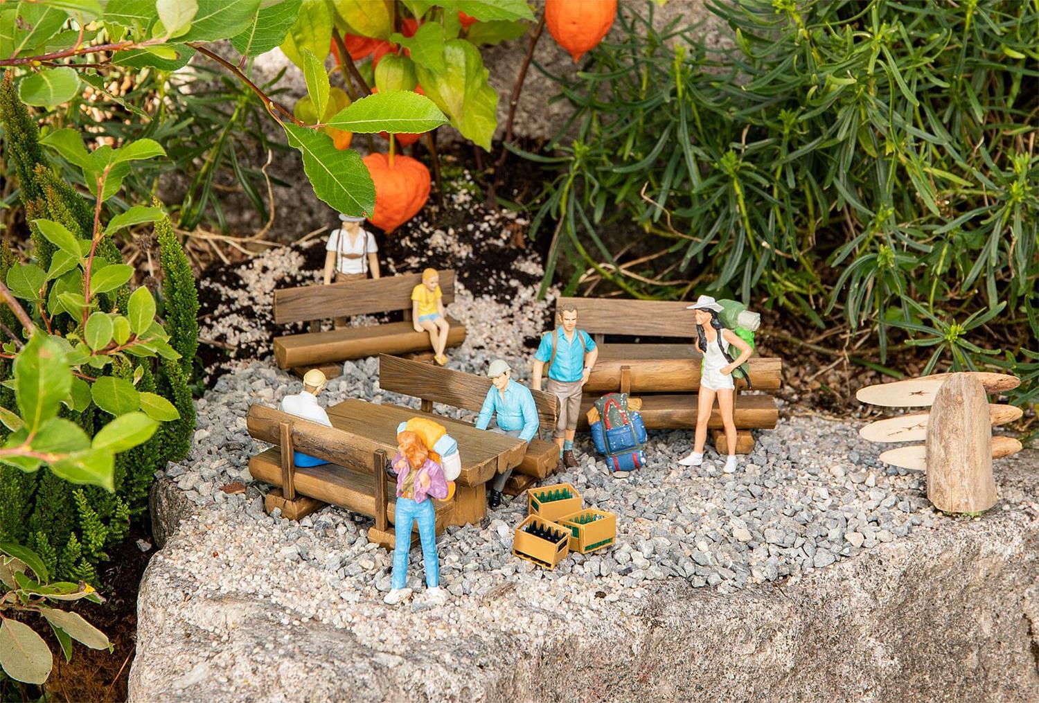 Pola Rustic Wooden Benches & Tables Kit PO333226