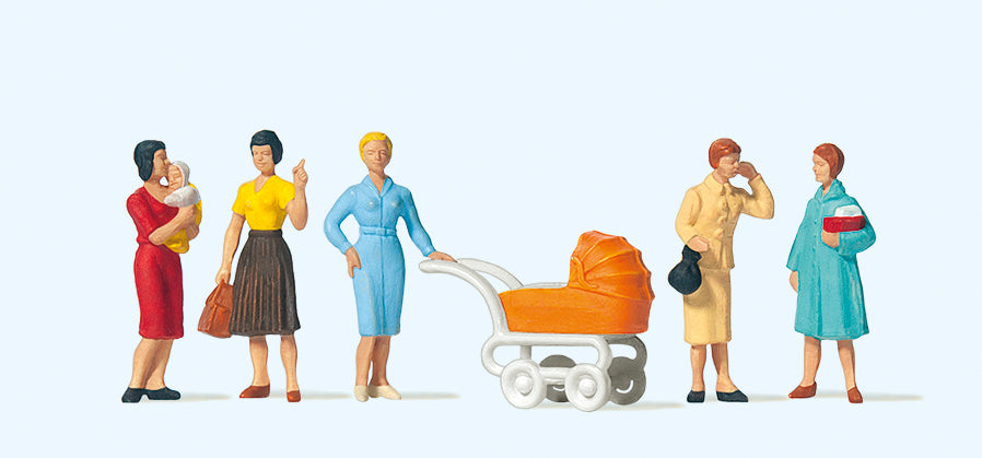 Preiser Women (5) & Pram Exclusive Figure Set PR10024