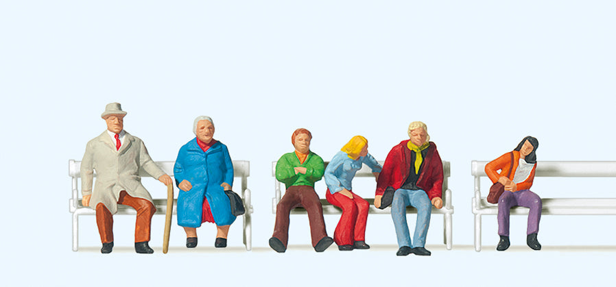 Preiser Couples on Benches (3x2) Exclusive Figure Set PR10027