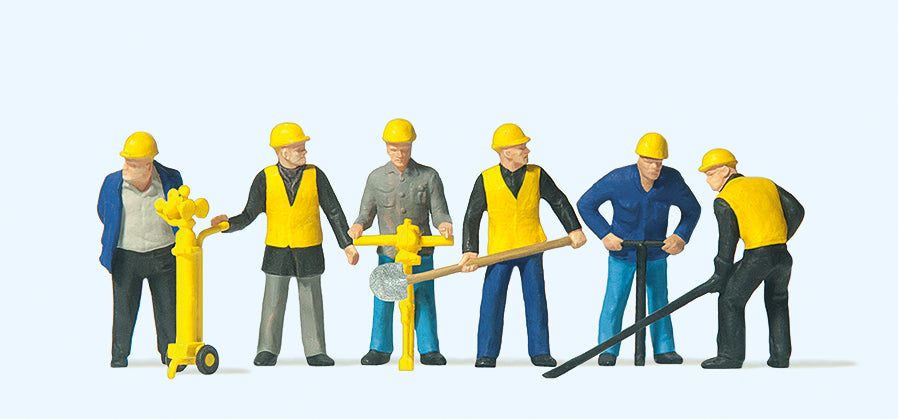 Preiser Track Maintenance Gang (6) with Tools Exclusive Figure Set PR10035
