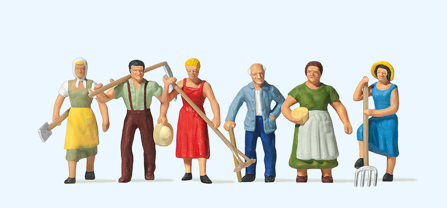 Preiser Farm Workers (6) with Tools Exclusive Figure Set PR10040