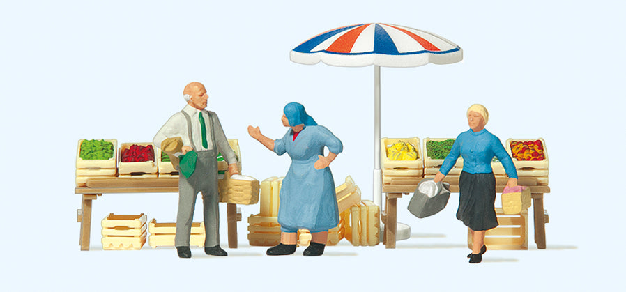 Preiser At the Market (3) and Accessories Exclusive Figure Set PR10056