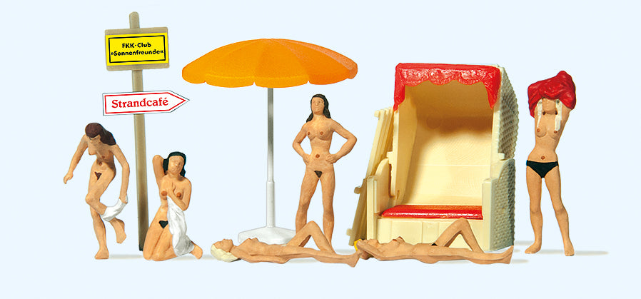 Preiser Nudist Bathers (6) Exclusive Figure Set PR10107 - Figures & Animals