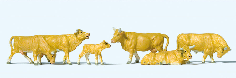 Preiser Light Brown Cows (6) Exclusive Figure Set PR10147