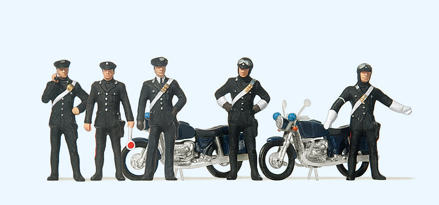 Preiser Carabinieri (5) & Motorcycles (2) Exclusive Figure Set PR10175