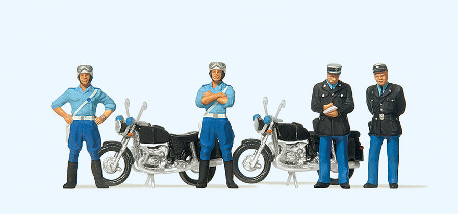 Preiser Gendarmerie (4) with Motorcycles (2) Exclusive Figure Set PR10191