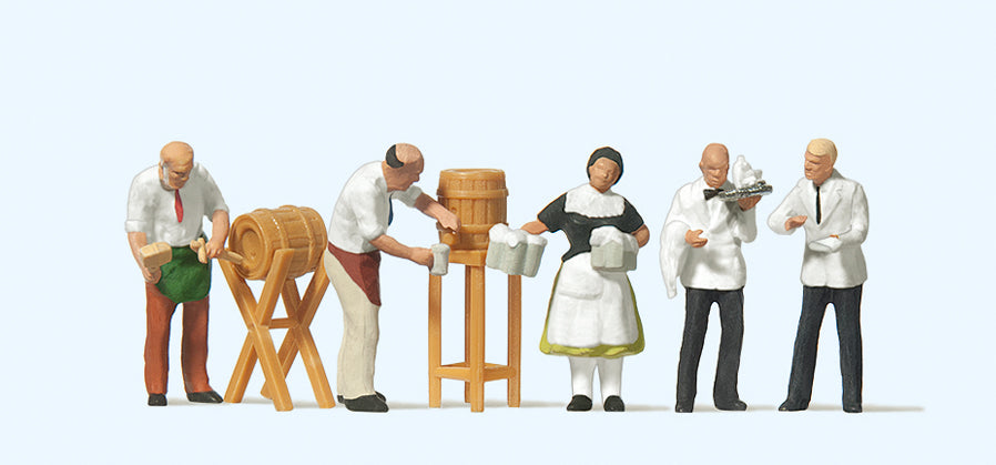 Preiser Innkeepers (2) Waiters (2) & Waitress Exclusive Figure Set PR10210