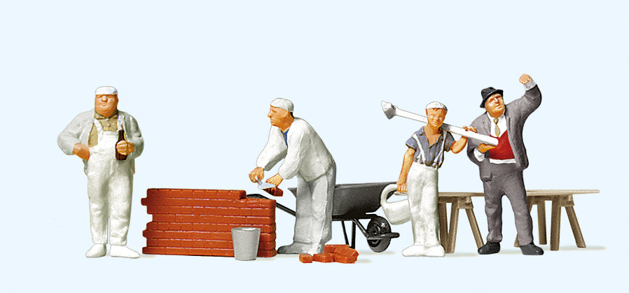 Preiser Bricklayers (4) with Accessories Exclusive Figure Set PR10251