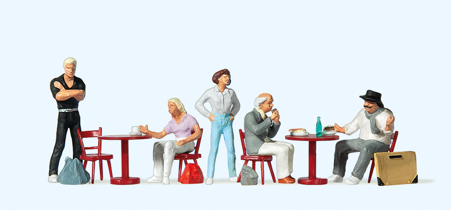 Preiser Artist and Students at Café (5) Exclusive Figure Set PR10349
