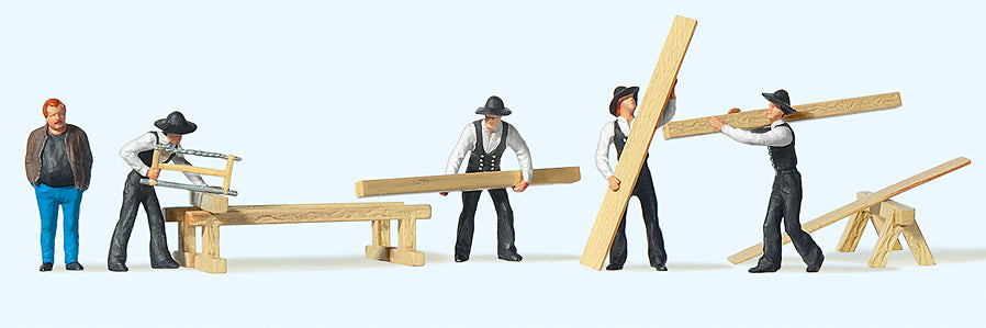Preiser Carpenters (5) and Timber Exclusive Figure Set PR10376