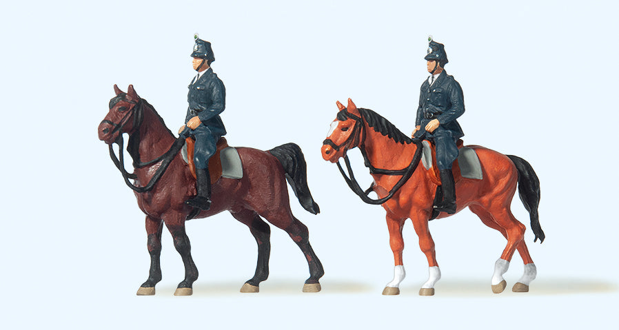 Preiser German 1960s Police on Horseback (2) Exclusive Figure Set PR10399