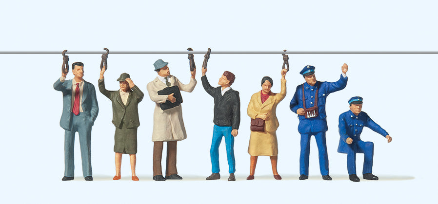 Preiser Tram Travellers (5) and Personnel (2) Exclusive Figure Set PR10405