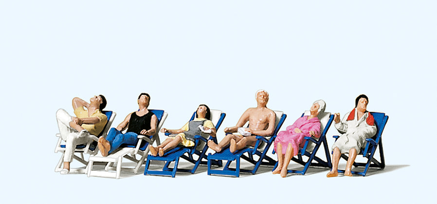 Preiser Relaxing on Deckchairs (6) Exclusive Figure Set PR10437