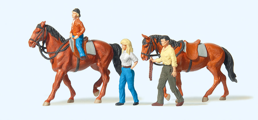 Preiser Horses (2) and Riders Exclusive Figure Set PR10500