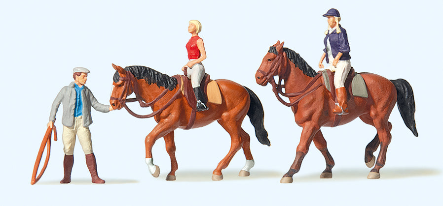 Preiser Horses (2) at the Riding School Exclusive Figure Set PR10502