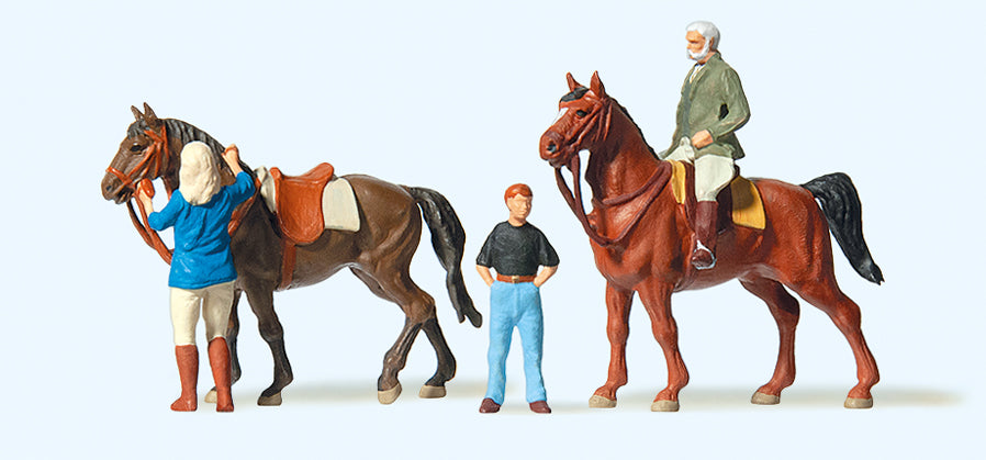 Preiser Horses (2) at the Riding School Exclusive Figure Set PR10503