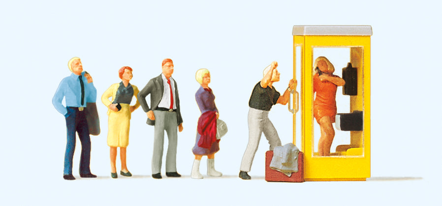 Preiser Telephone Box Scene (6) Exclusive Figure Set PR10523