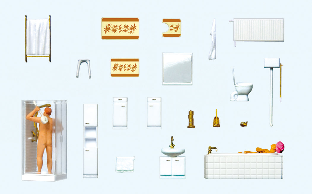 Preiser Bathroom Scene (2) Exclusive Figure Set PR10631