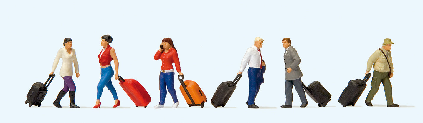 Preiser Walking with Wheeled Suitcases (6) Exclusive Figure Set PR10640