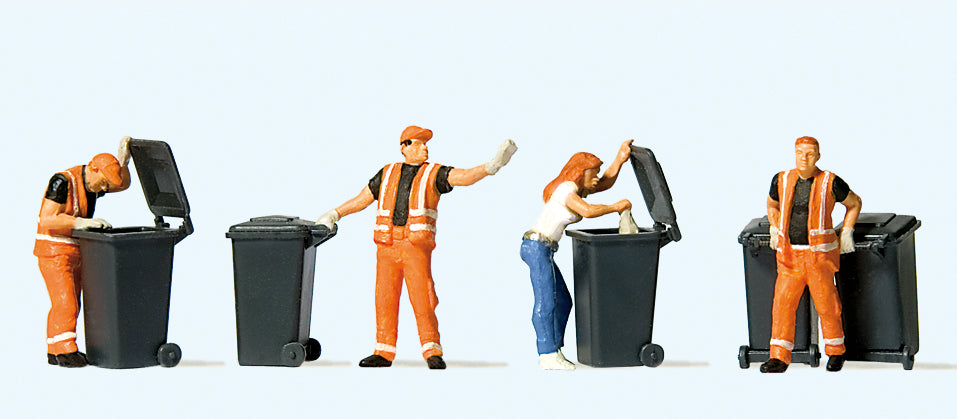Preiser Modern Refuse Collection Scene (4) Exclusive Figure Set PR10651