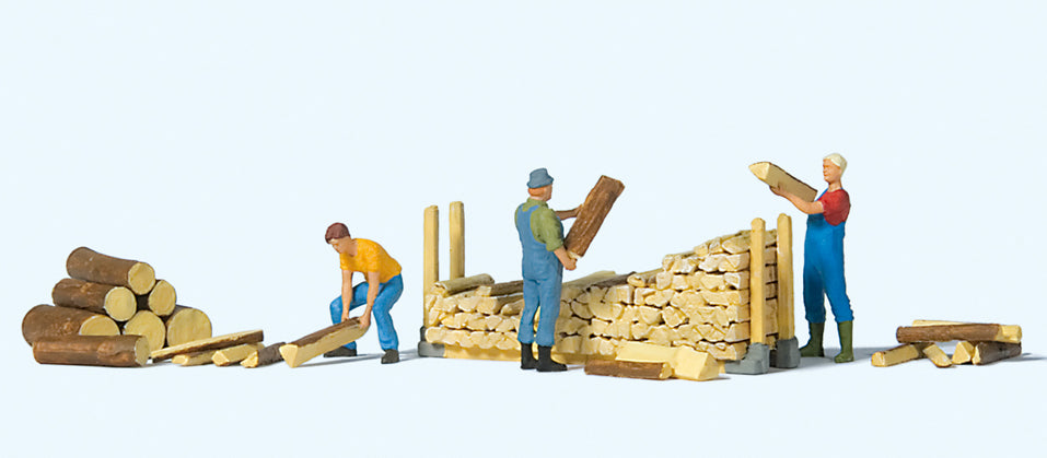 Preiser Stacking Firewood (3) Exclusive Figure Set PR10707