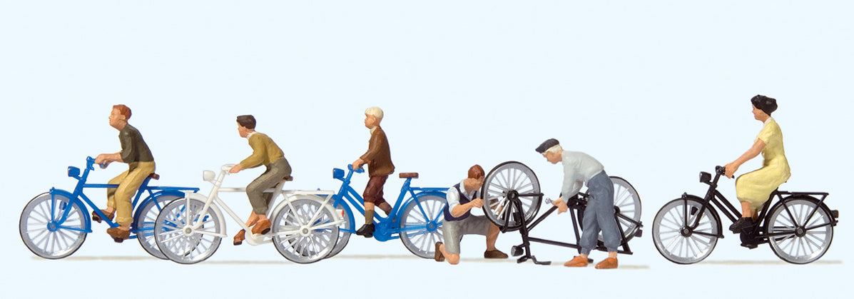 Preiser Young People with Bicycles (6) Exclusive Figure Set PR10716