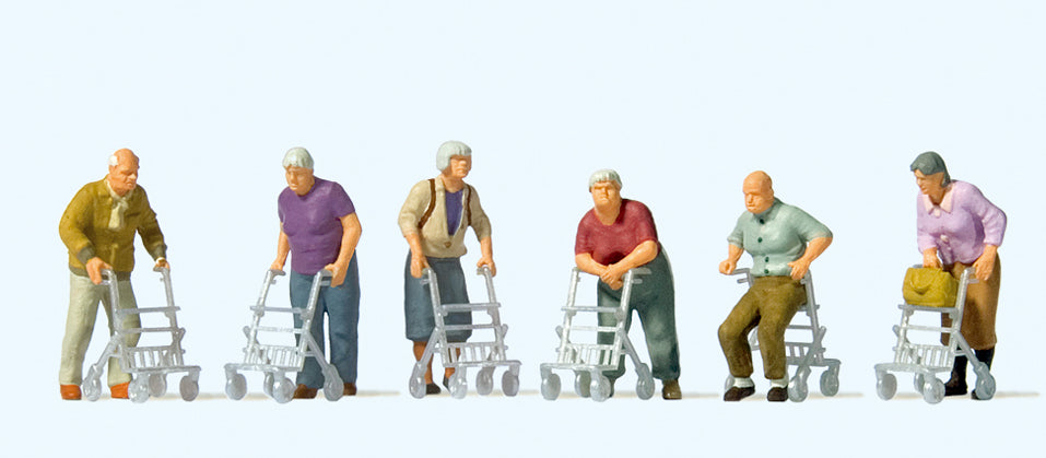 Preiser Elderly People with Walkers (6) Exclusive Figure Set PR10718