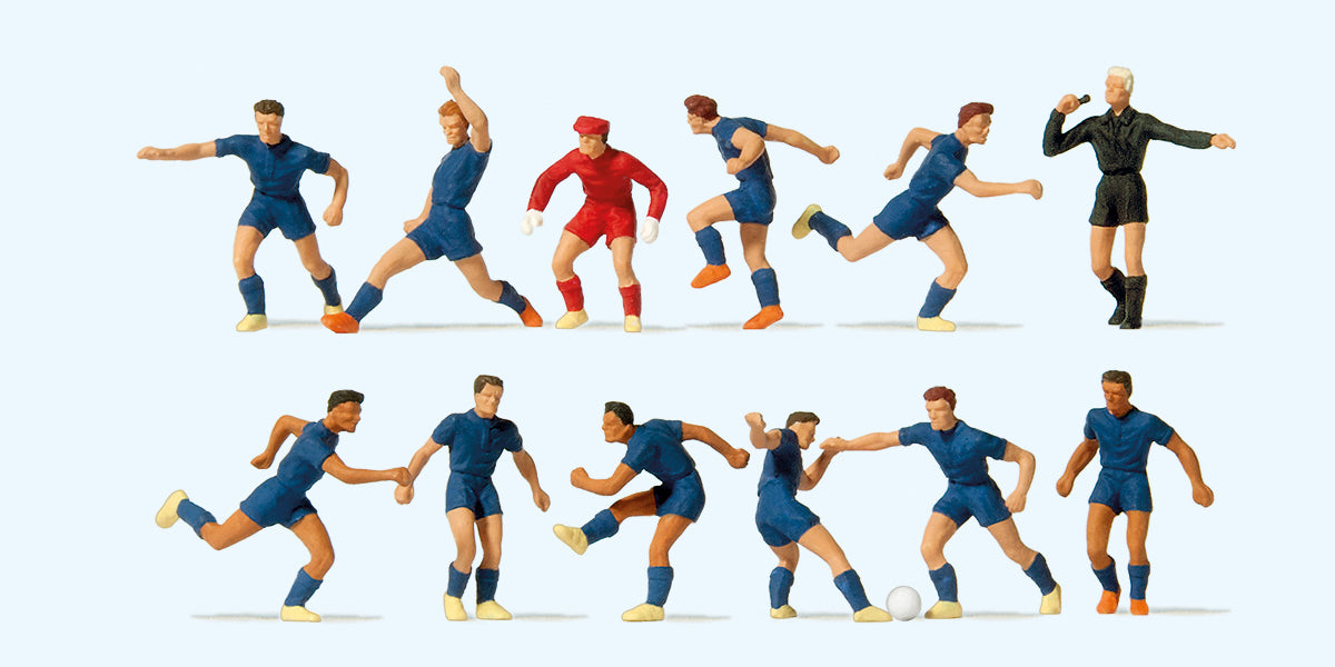 Preiser Soccer Team (11) & Referee Dark Blue Exclusive Figure Set PR10759