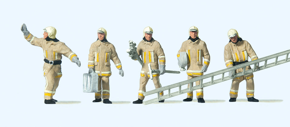 Preiser Firemen Beige Uniform Arriving (5) Exclusive Figure Set PR10770