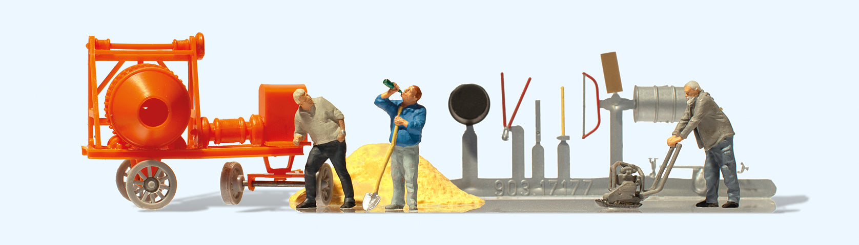 Preiser Construction Workers(3) & Accessories Exclusive Figure Set PR10778
