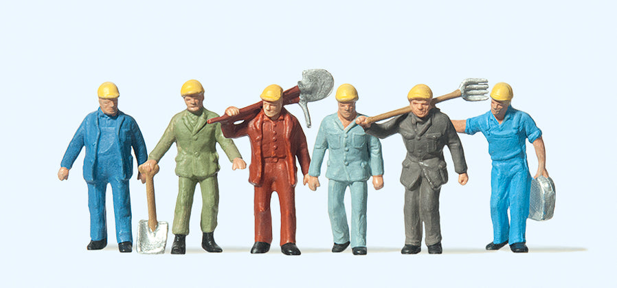 Preiser Track Workers (6) with Tools Standard Figure Set PR14033