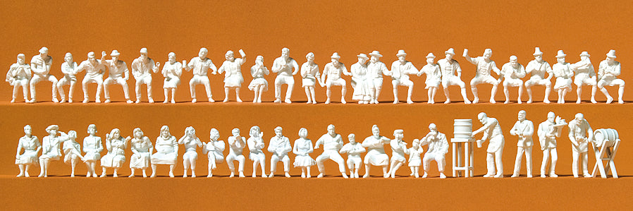 Preiser In the Beer Garden (46) Unpainted Figures PR16356