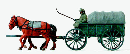 Preiser German Reich 1939-45 Horse Drawn Field Wagon Kit PR16570