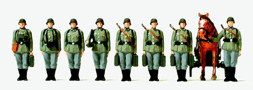 Preiser German Reich 1939-45 Infantry Riflemen with Mortar Kit PR16585