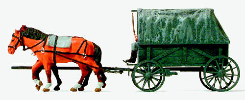 Preiser German Reich 1939-45 Horse Drawn Field Wagon Kit PR16588