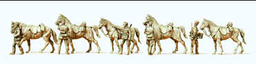 Preiser German Reich 1939-45 Cavalrymen with Horses (5) Kit PR16607